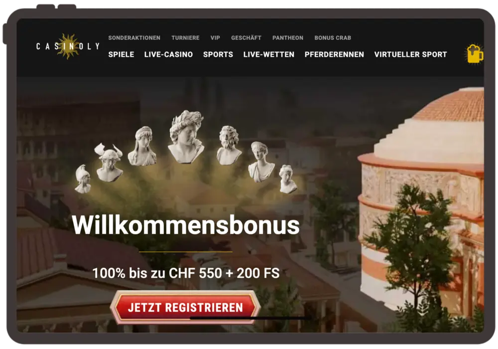 Casinoly bietet Schweizer Spielern einen großen 100% bis zu 550 CHF Bonus.
