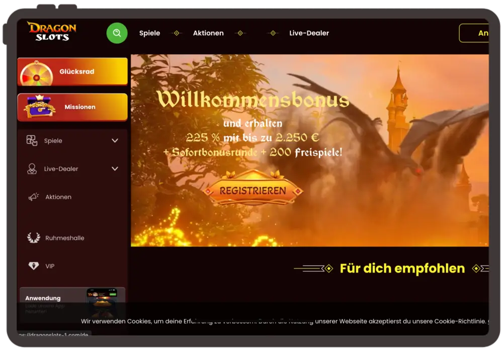Der große Willkommensbonus mit dem Dragon Slots Casino Drachen.